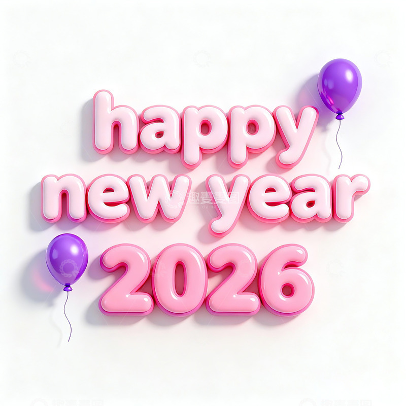 高清大图下载【趣麦麦图】-新年祝福气球图案设计素材