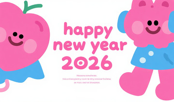 可爱卡通新年贺卡设计素材