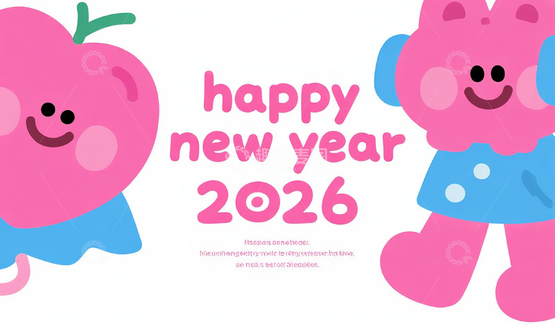 高清大图下载【趣麦麦图】-可爱卡通新年贺卡设计素材