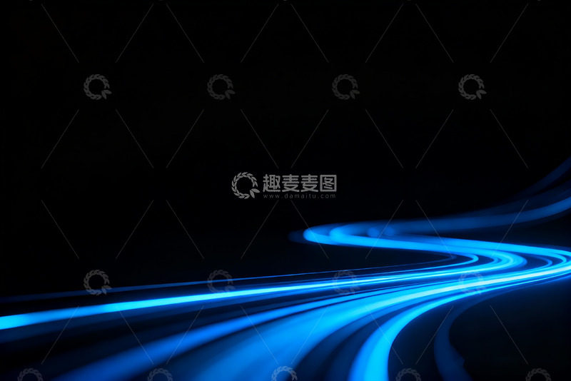 高清大图下载【趣麦麦图】动感蓝带曲线抽象艺术设计素材1