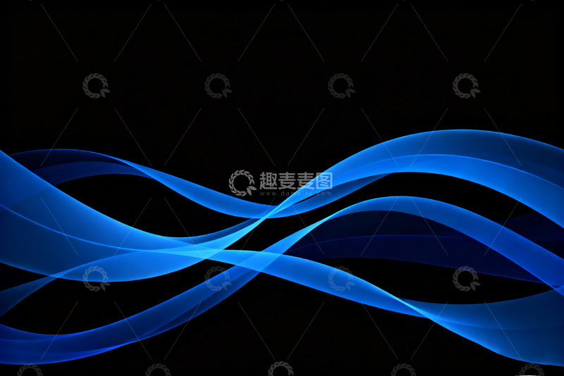 高清大图下载【趣麦麦图】蓝色光带环绕科技感抽象背景素材
