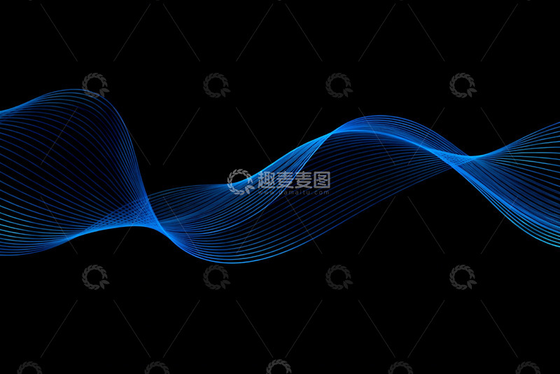 高清大图下载【趣麦麦图】蓝色光带环绕科技感抽象背景素材2