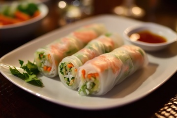 一盘蔬菜卷饼摄影