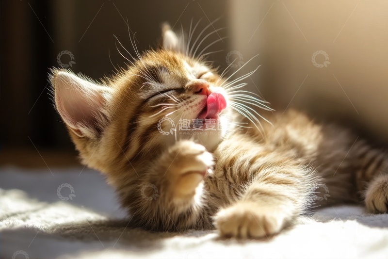 高清大图下载【趣麦麦图】晒太阳的可爱小猫咪