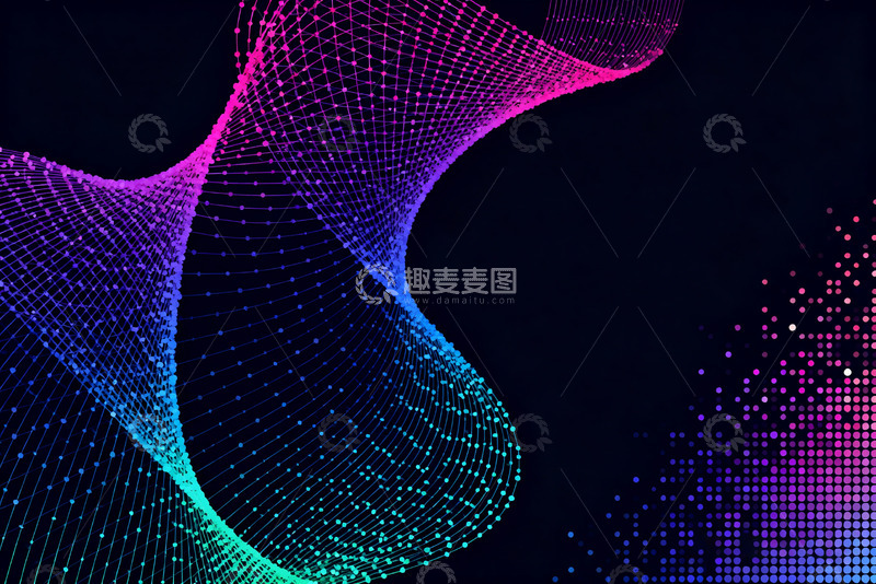 高清大图下载【趣麦麦图】霓虹粒子网络现代科技背景