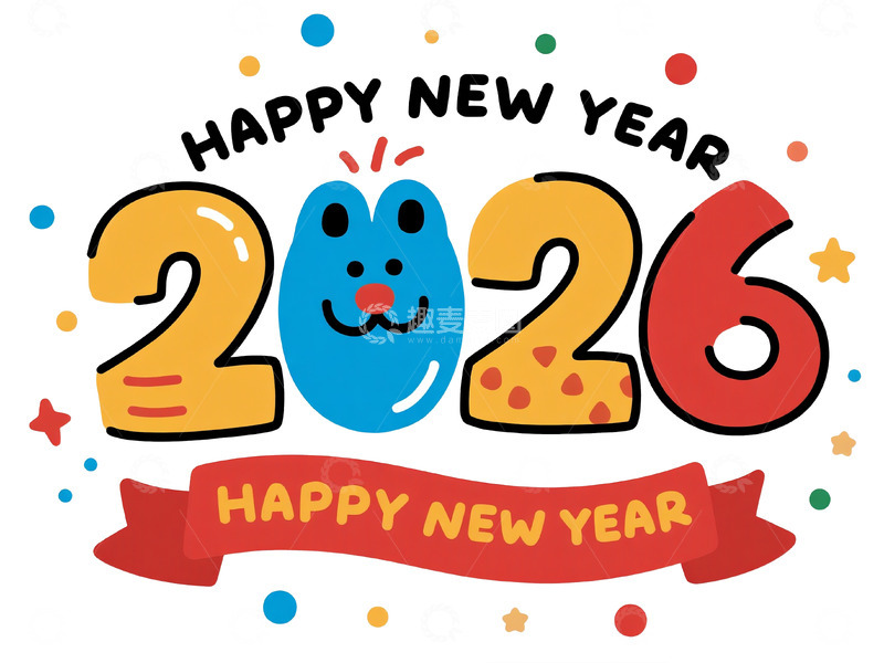 高清大图下载【趣麦麦图】卡通新年快乐数字图案