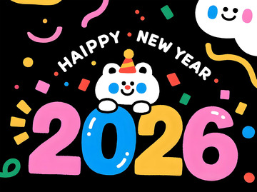 卡通新年庆祝海报设计元素