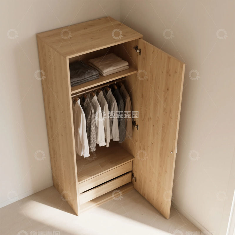 高清大图下载【趣麦麦图】北欧风格实木衣柜收纳设计
