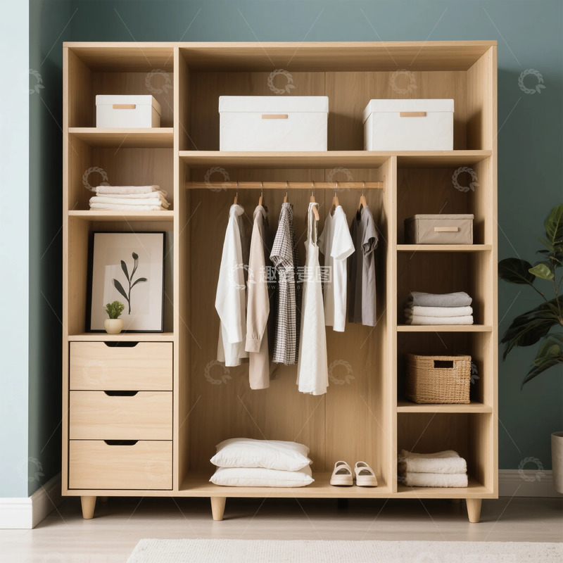 高清大图下载【趣麦麦图】简约木质衣柜收纳设计