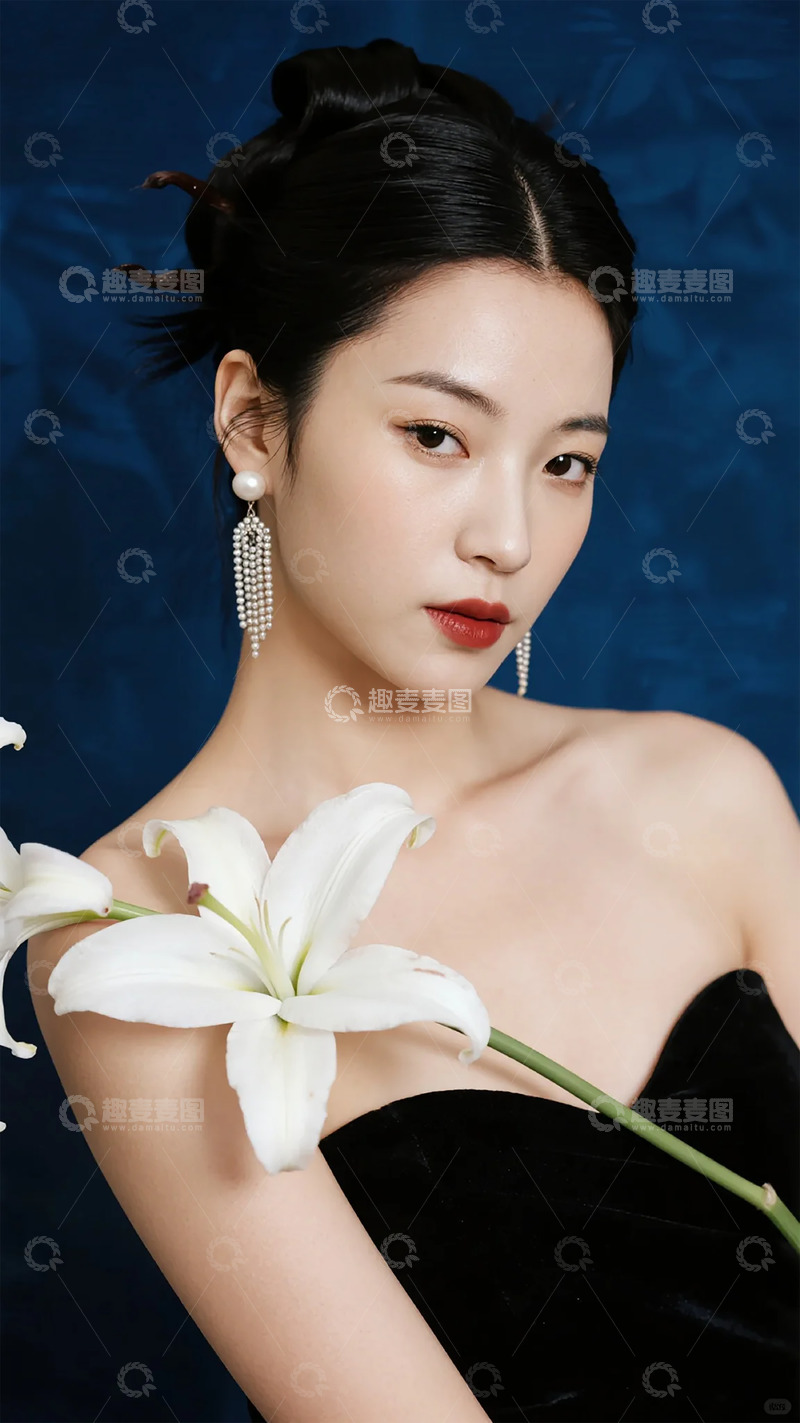 高清大图下载【趣麦麦图】优雅女性百合花肖像摄影