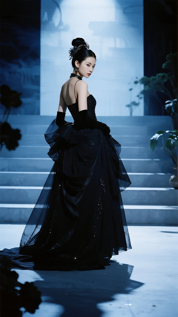 暗黑礼服背影人像摄影