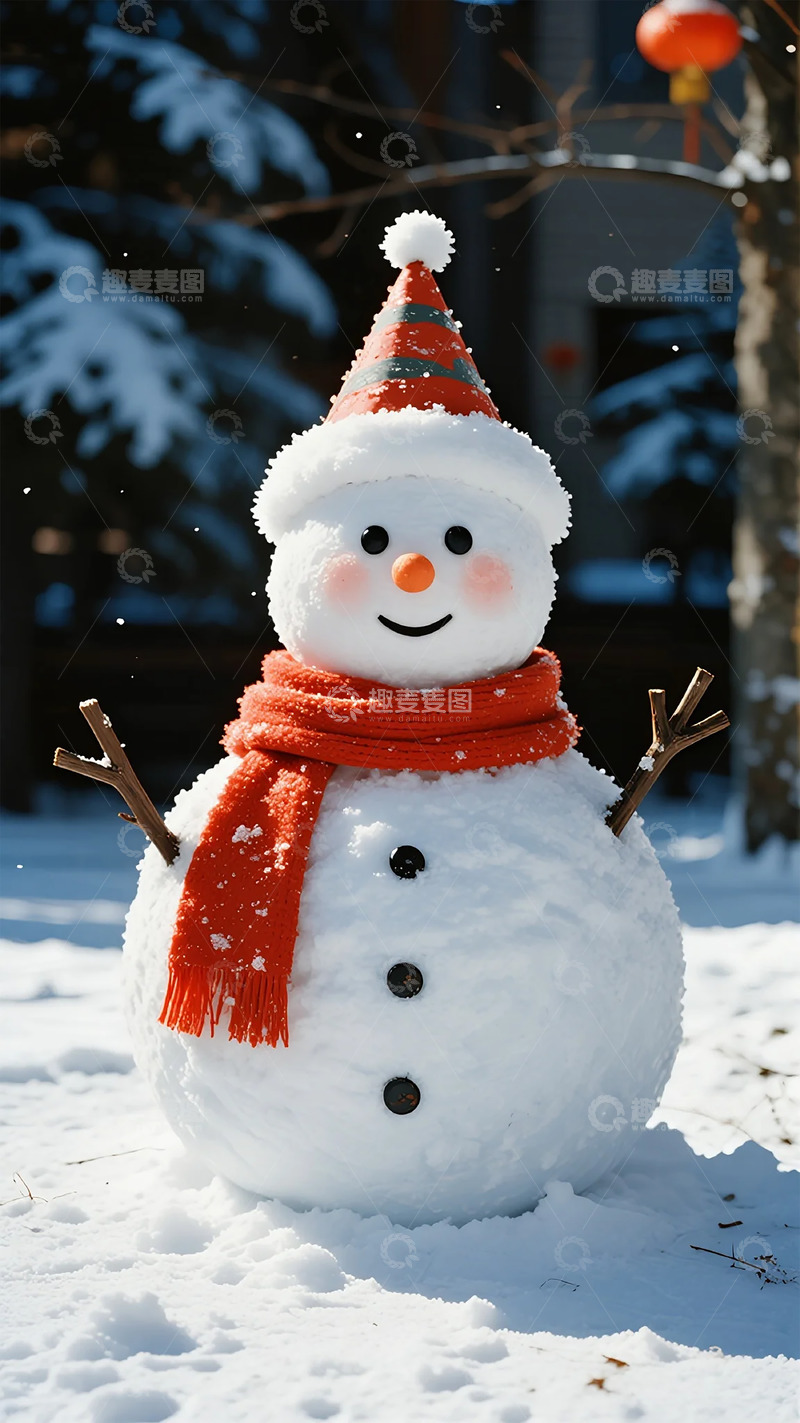 高清大图下载【趣麦麦图】雪地可爱雪人冬季装饰摄影