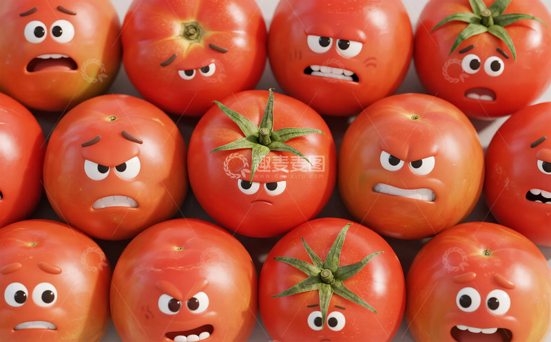 高清大图下载【趣麦麦图】-愤怒表情番茄创意摄影
