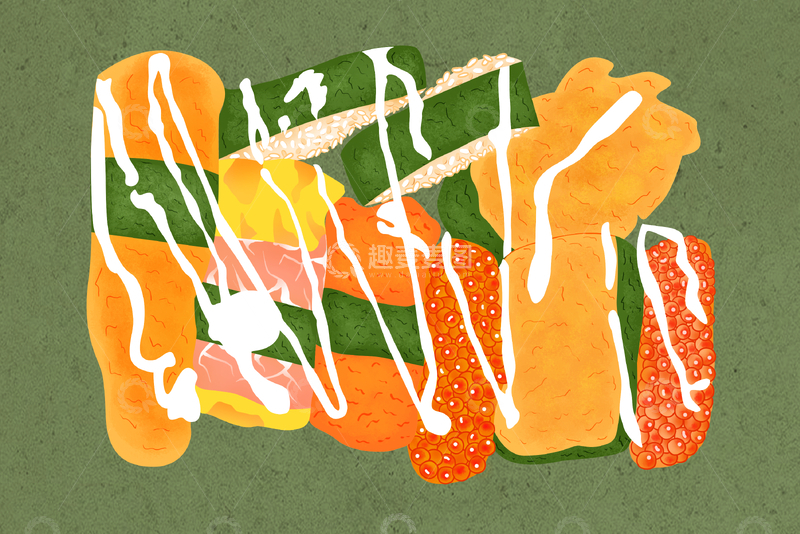 源文件下载【趣麦麦图】寿司手绘插画