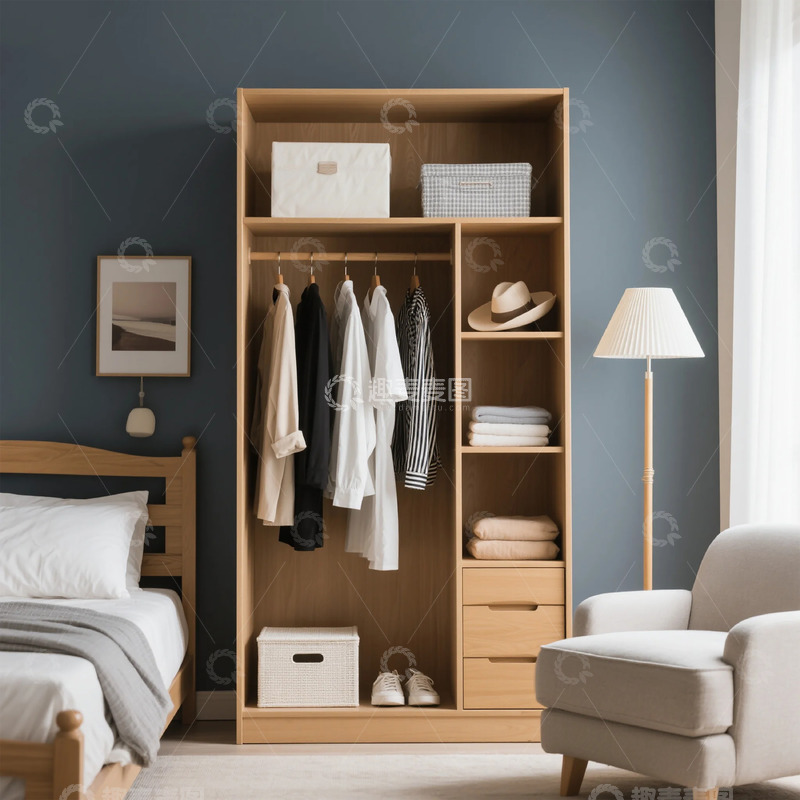 高清大图下载【趣麦麦图】北欧风格卧室衣柜收纳设计图