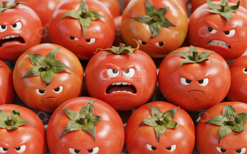 高清大图下载【趣麦麦图】愤怒表情番茄创意摄影