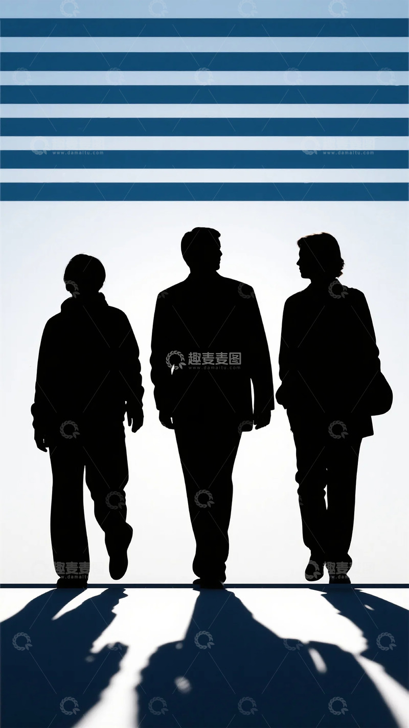 高清大图下载【趣麦麦图】剪影风格商务人士前行