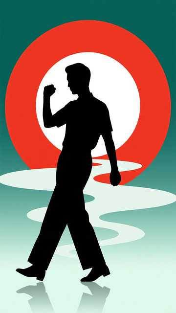 剪影风格武术人物插画