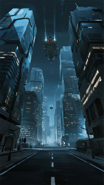 未来城太空飞行器街景