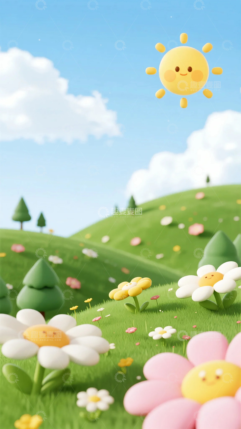 高清大图下载【趣麦麦图】卡通风春天花园插画