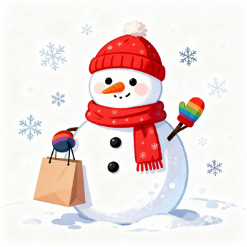 可爱雪人卡通插画设计素材