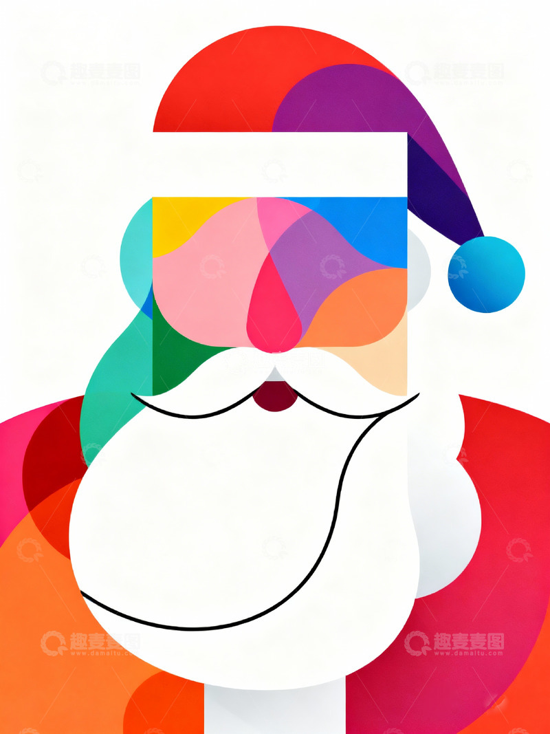 高清大图下载【趣麦麦图】极简抽象圣诞老人5