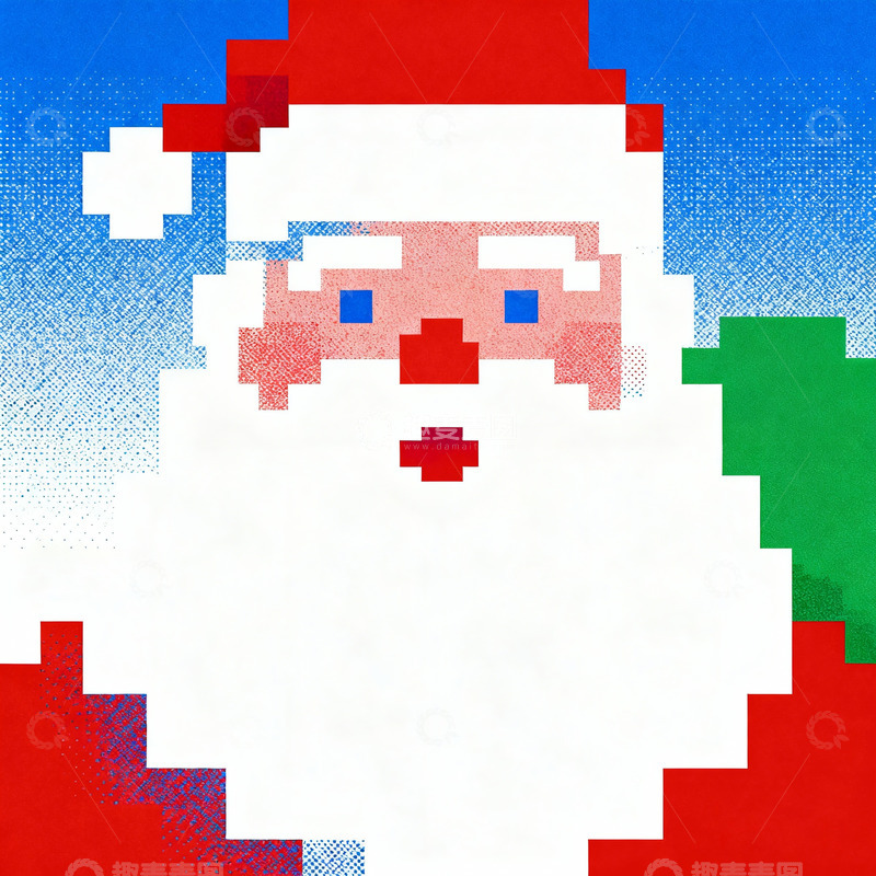 高清大图下载【趣麦麦图】抽象极简像素圣诞老人3