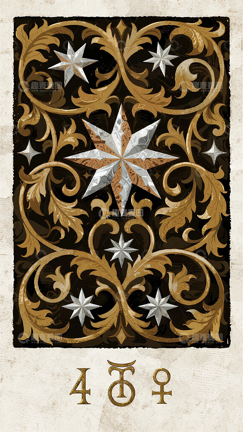 高清大图下载【趣麦麦图】华丽星纹塔罗牌设计