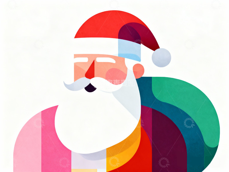 高清大图下载【趣麦麦图】极简抽象圣诞老人