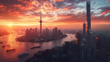 上海城市黄昏风光摄影