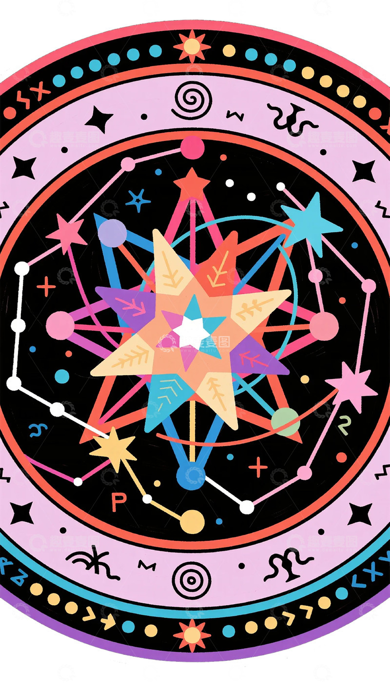 高清大图下载【趣麦麦图】占星图案艺术插画