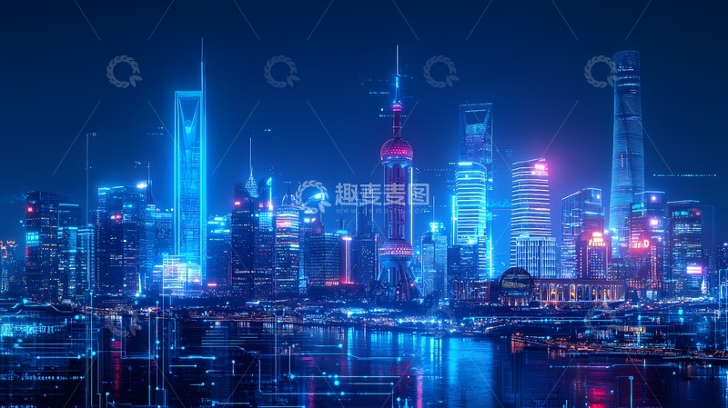 高清大图下载【趣麦麦图】未来都市夜景科技感海报