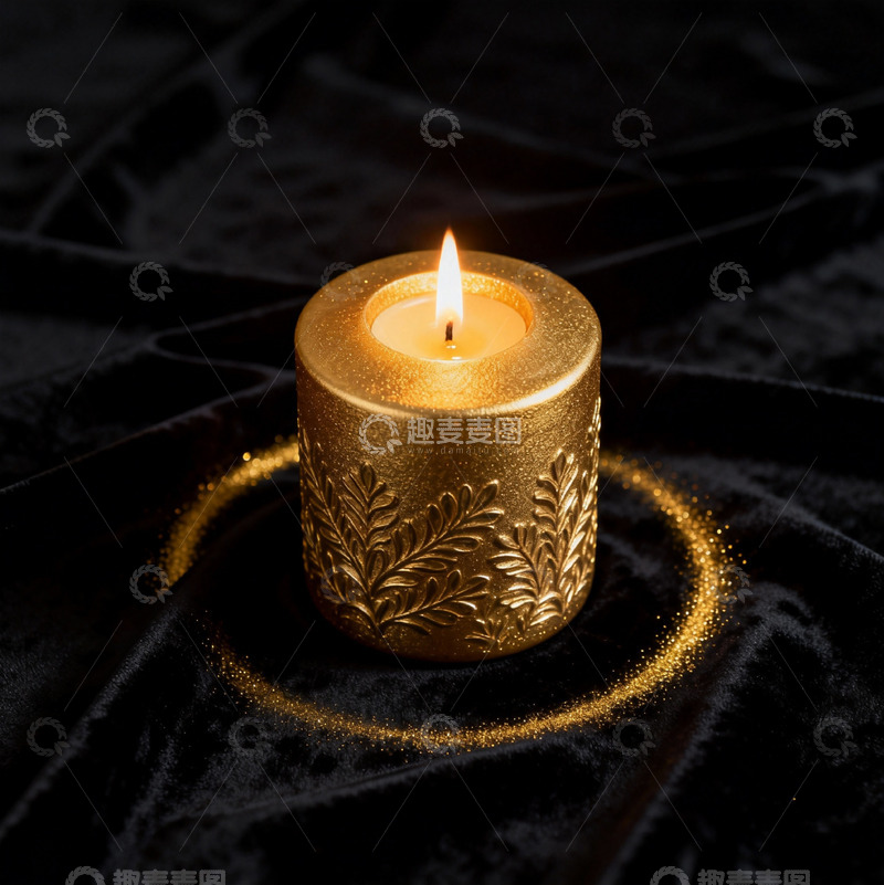 高清大图下载【趣麦麦图】金色烛光装饰氛围蜡烛
