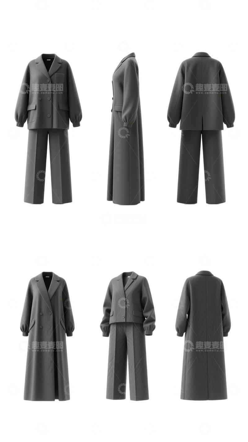 高清大图下载【趣麦麦图】灰色时尚女装套装展示