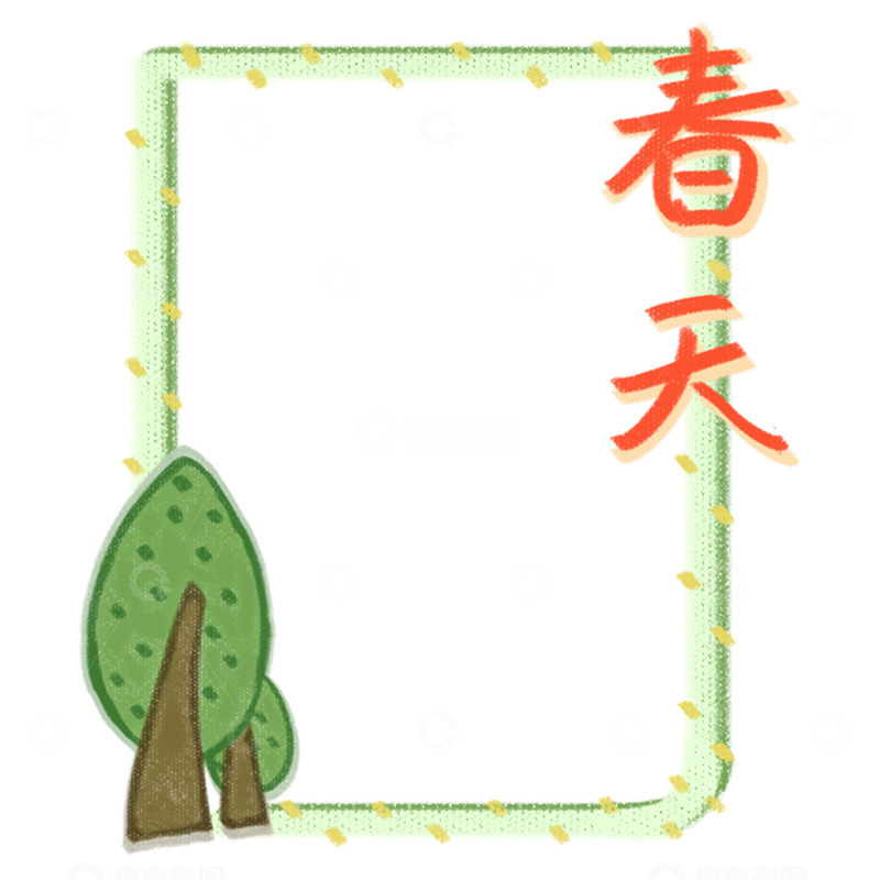 高清大图下载【趣麦麦图】-春天手绘边框插画