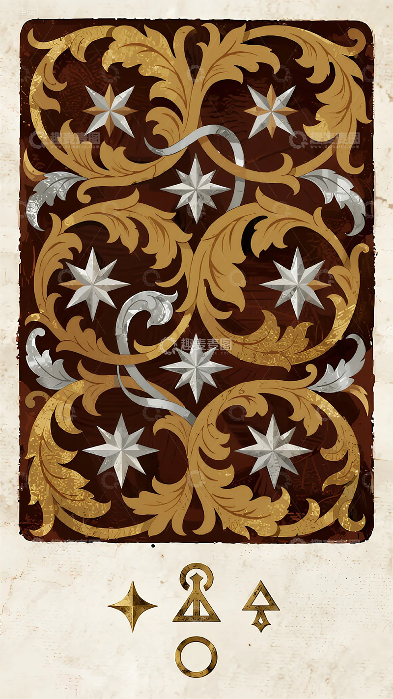 高清大图下载【趣麦麦图】-复古风星纹卡牌设计