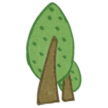 刺绣风格树木插画设计元素