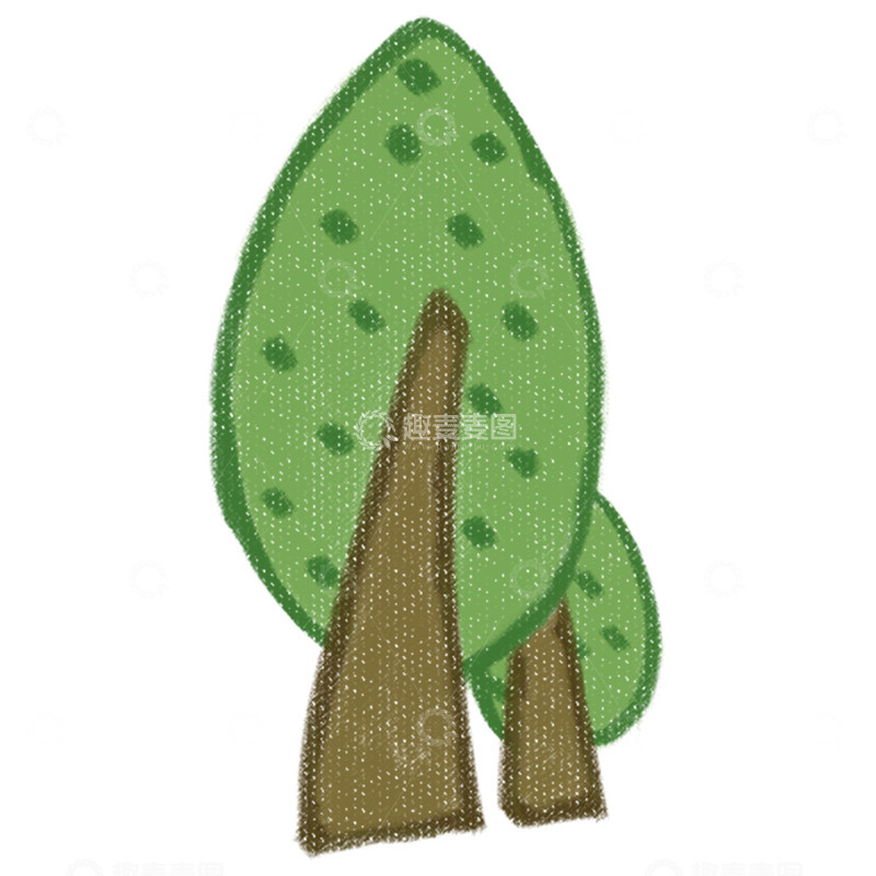 高清大图下载【趣麦麦图】-刺绣风格树木插画设计元素