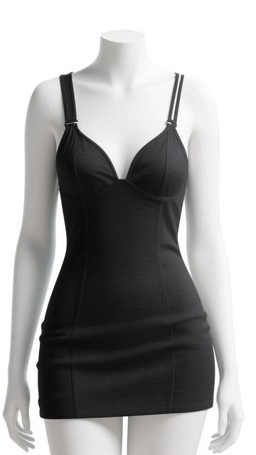 黑色吊带裙模特展示