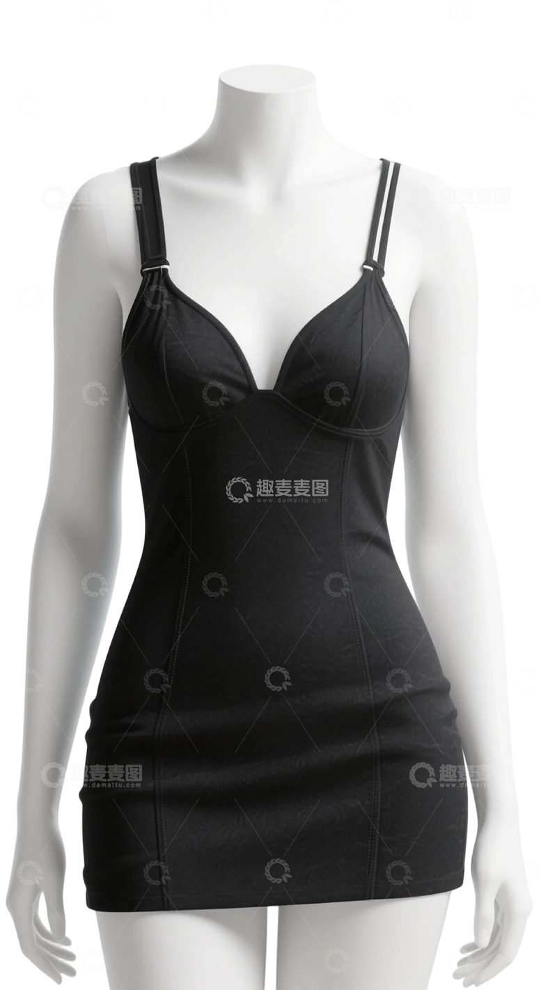 高清大图下载【趣麦麦图】-黑色吊带裙模特展示