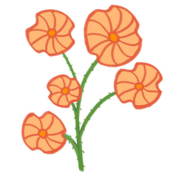 卡通橙花插画设计素材