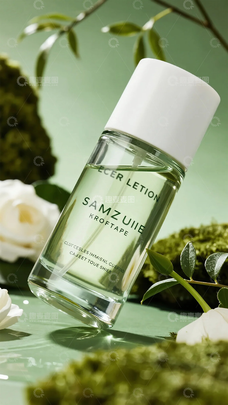 高清大图下载【趣麦麦图】-清新绿植护肤品广告设计素材