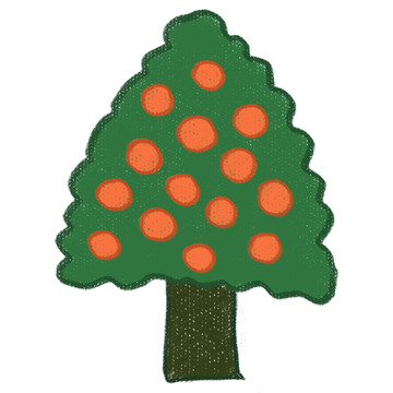 简约树刺绣图案设计素材