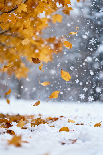 落叶飘雪摄影