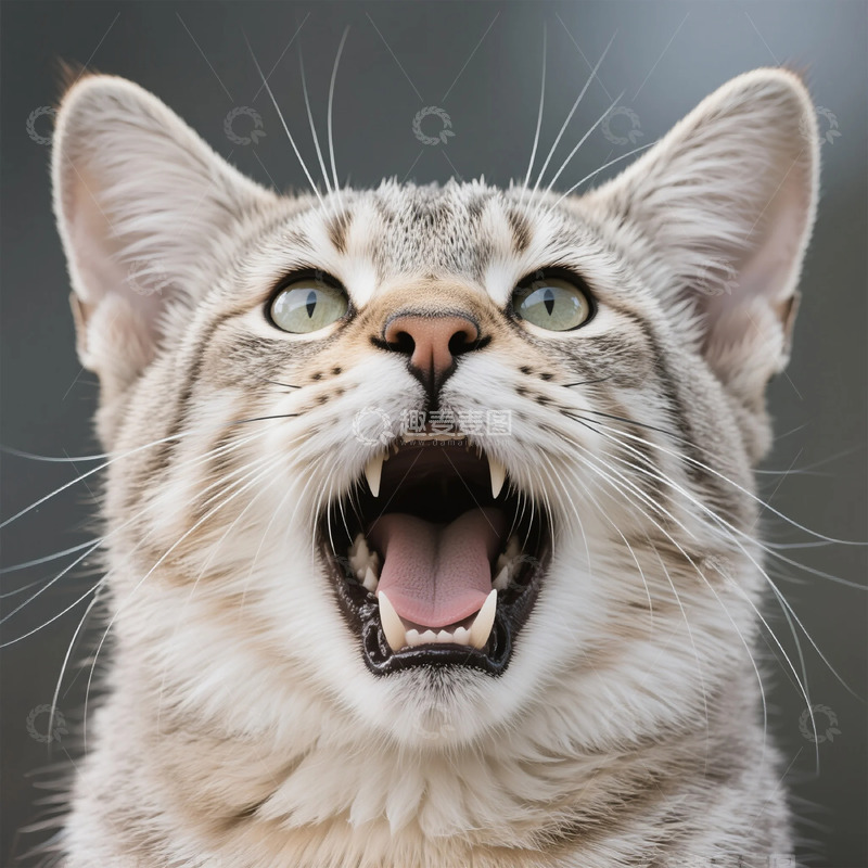 高清大图下载【趣麦麦图】猫咪愤怒特写摄影图
