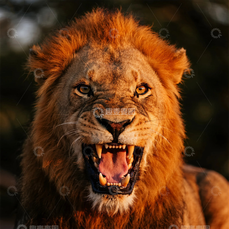 高清大图下载【趣麦麦图】雄狮怒吼特写野生动物摄影