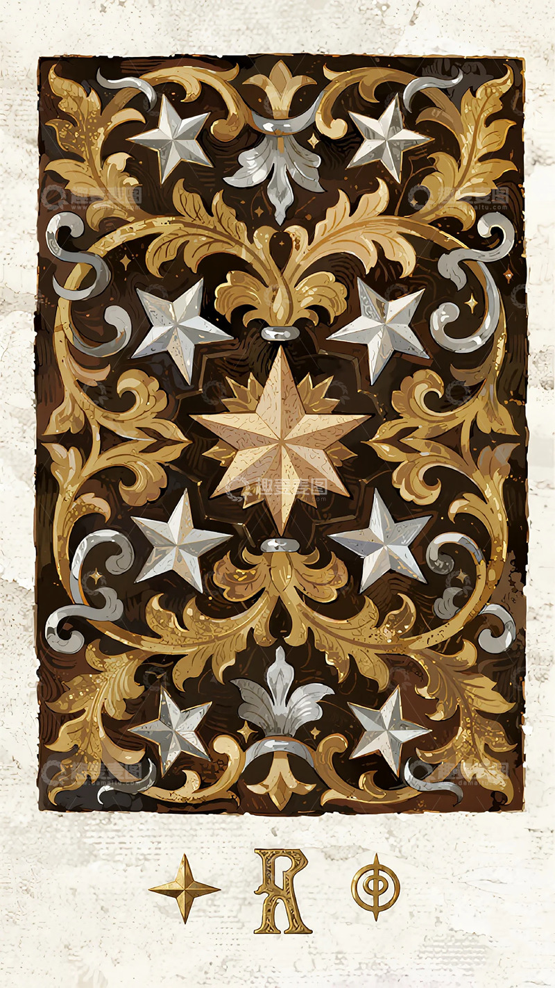 高清大图下载【趣麦麦图】-古典花纹扑克牌设计