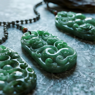 翡翠挂件特写摄影