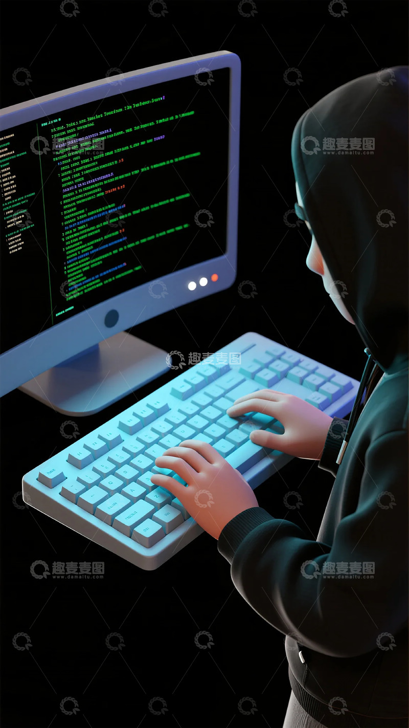 高清大图下载【趣麦麦图】黑客编程场景数字绘画
