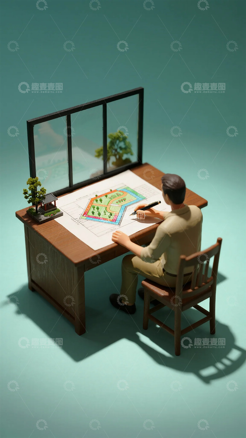 高清大图下载【趣麦麦图】微缩模型办公场景